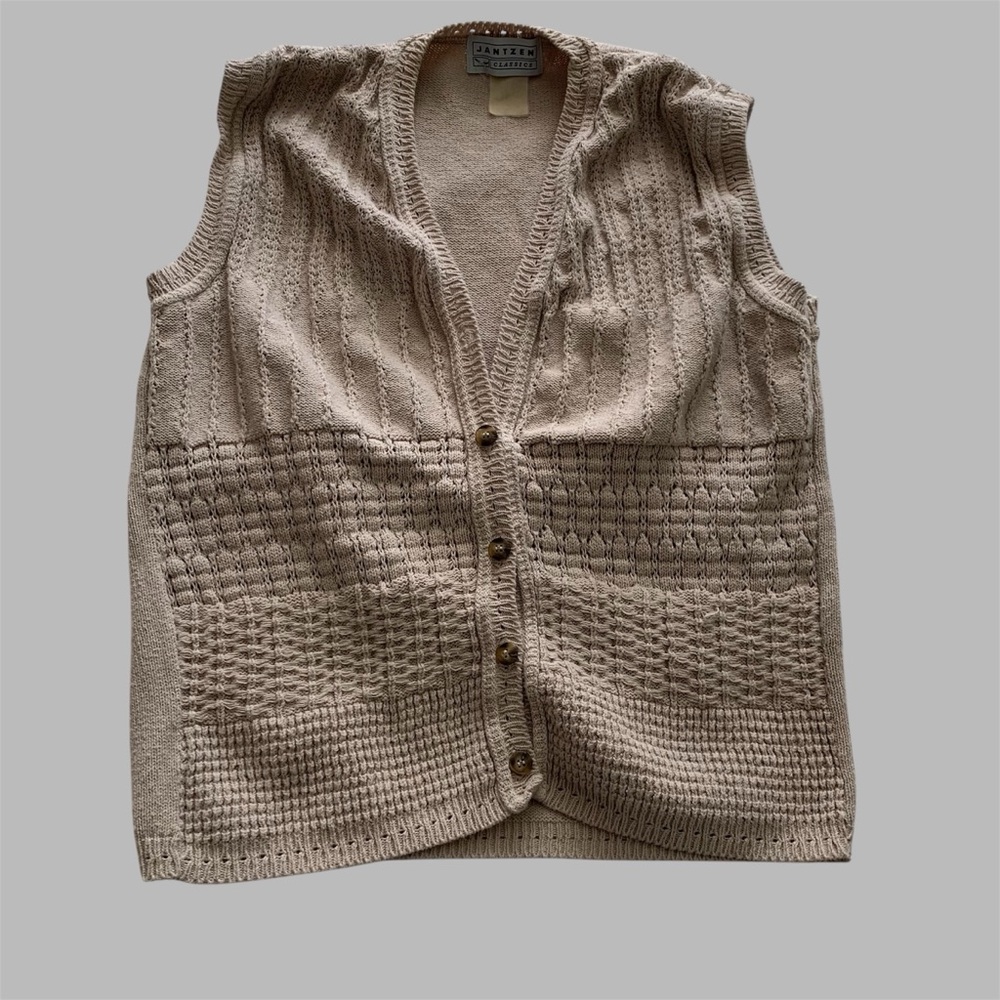 Vintage Cream Knitted Vest Size Large Cottagecore Grannycore